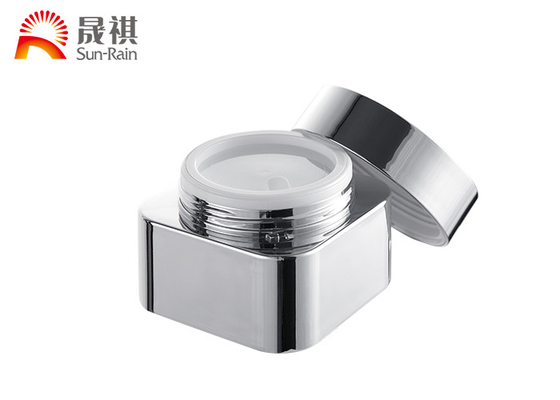 Silberne Aluminium-leere Cremetiegel Pmma, verpackende kosmetische Vorratsbehälter