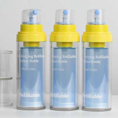 Hersteller Doppelwand-PET-Flasche Nachfüllbare frischhaltige 30 ml Luftlose Pumpflasche