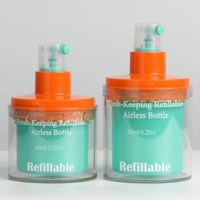 Nachfüllbare frischhaltige 30 ml 50 ml Luftlose Pumpenflasche für Kosmetikcreme mit Warmstempel und individueller Farbe