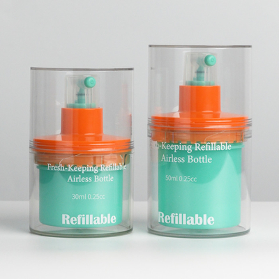 Nachfüllbare frischhaltige 30 ml 50 ml Luftlose Pumpenflasche für Kosmetikcreme mit Warmstempel und individueller Farbe